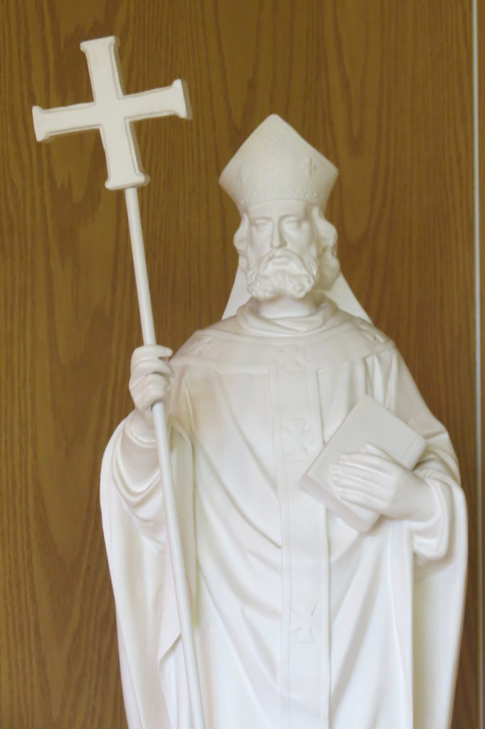 Statue of St. Dunstan located at the Pastoral Centre